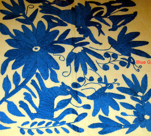 Otomi pillow cover blue