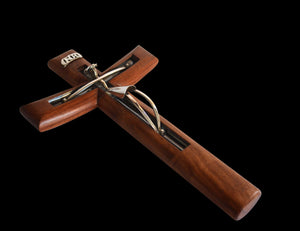 Silver made Christ in a granadillo wood hanging cross