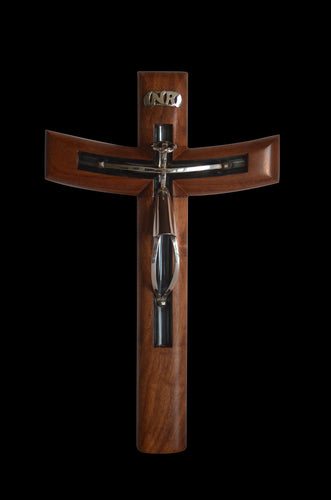 Silver made Christ in a granadillo wood hanging cross