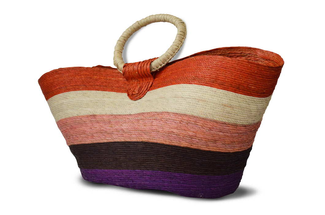 Striped beach handbag orange top