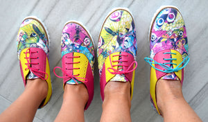 Mom and daughter butterfly multicolor style shoes.